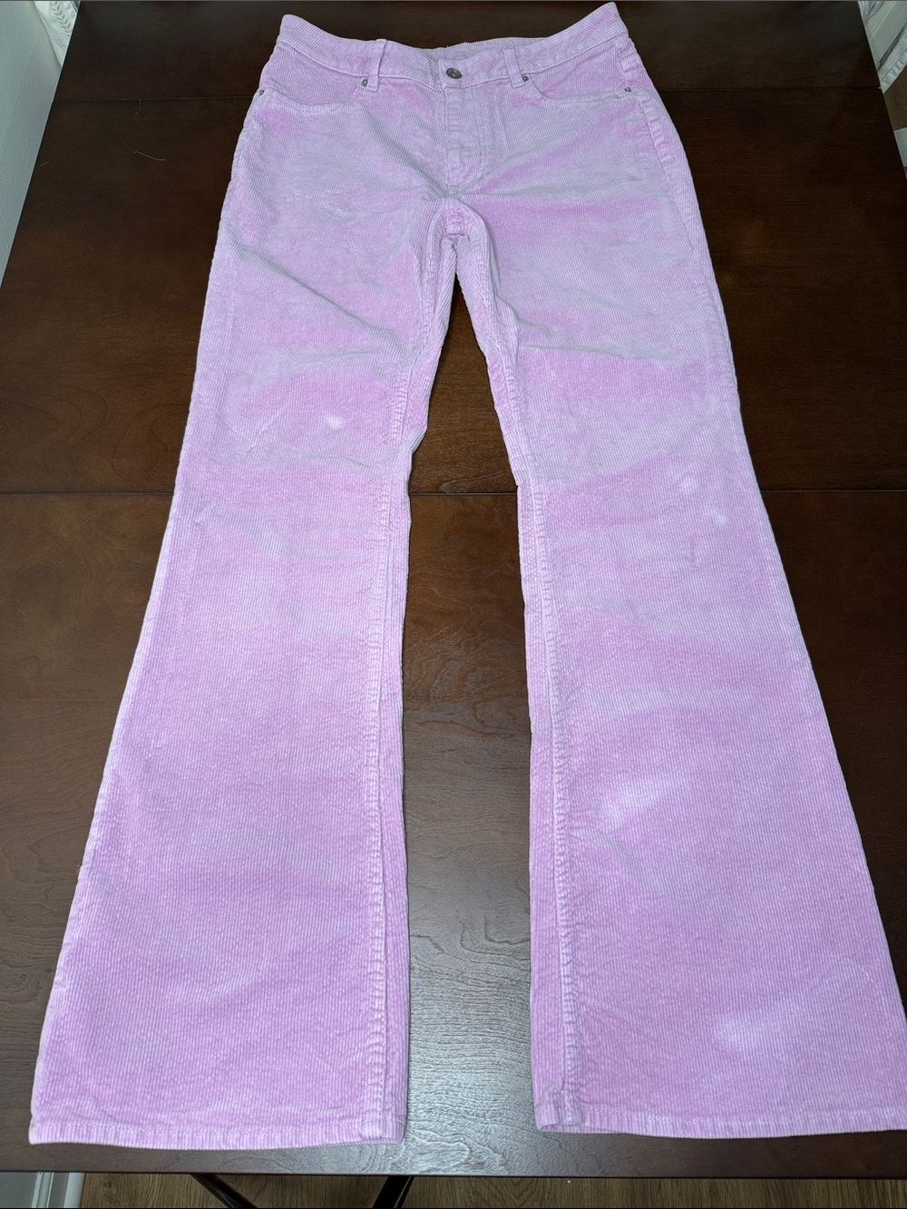 98% Cotton Pink Corduroy H&M Flare Jeans - 10